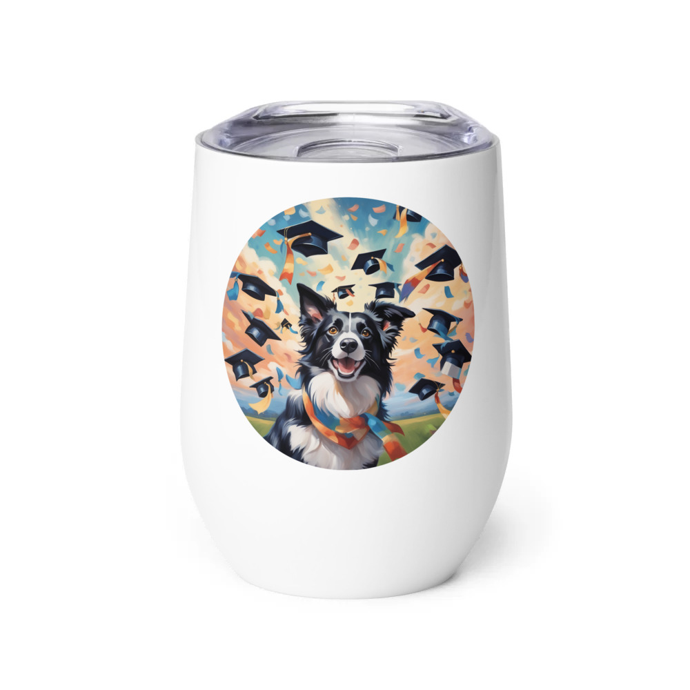 PugMug Custom Border Collie Wine Tumbler