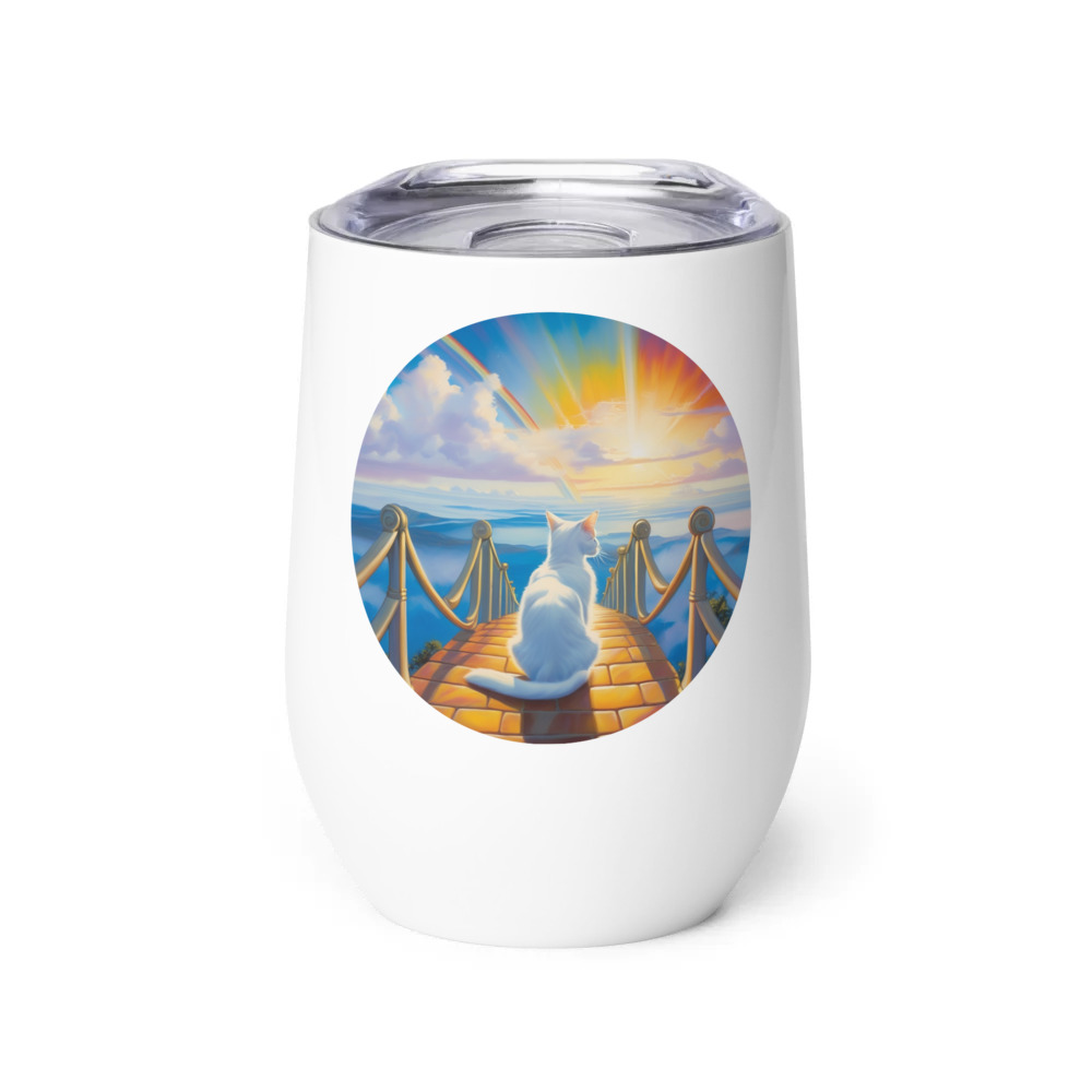 PugMug Custom White Companion Cat Wine Tumbler