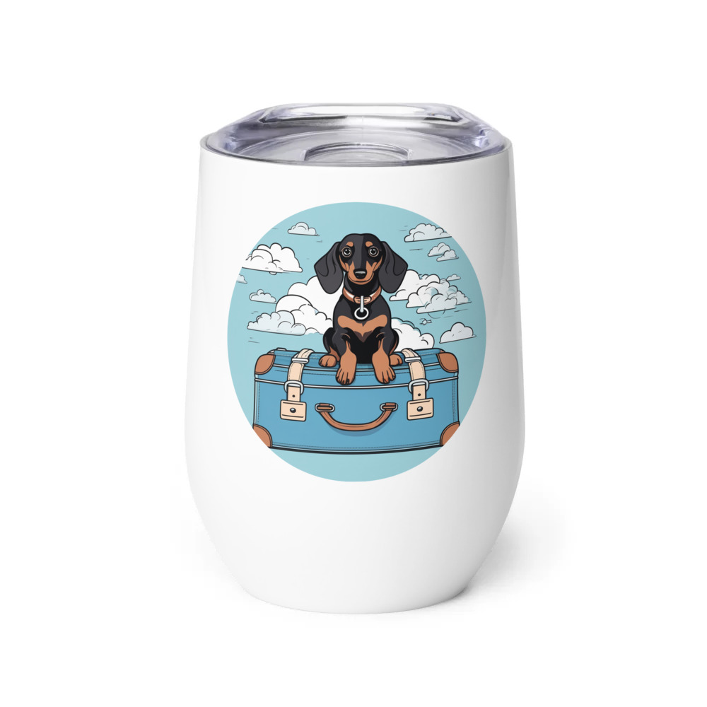 PugMug Custom Black Dachshund Wine Tumbler