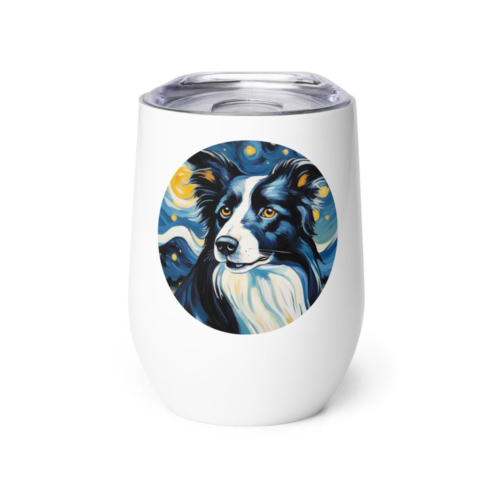 PugMug Custom Border Collie Wine Tumbler