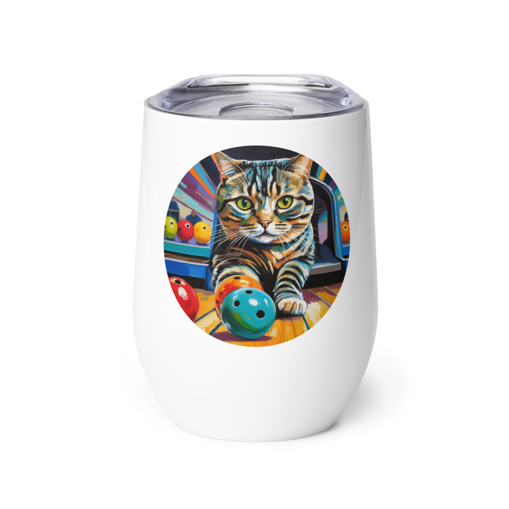 PugMug Custom Tabby Scottish Fold Cat Wine Tumbler
