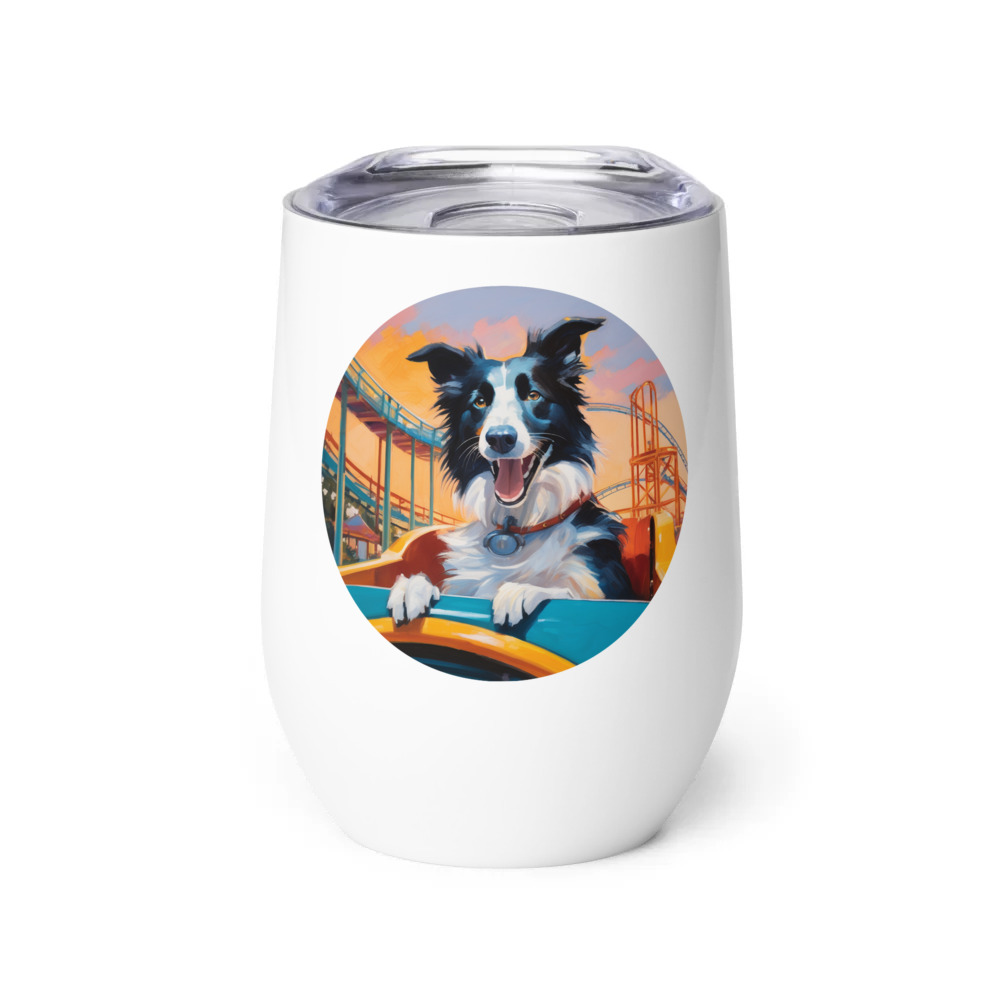 PugMug Custom Border Collie Wine Tumbler