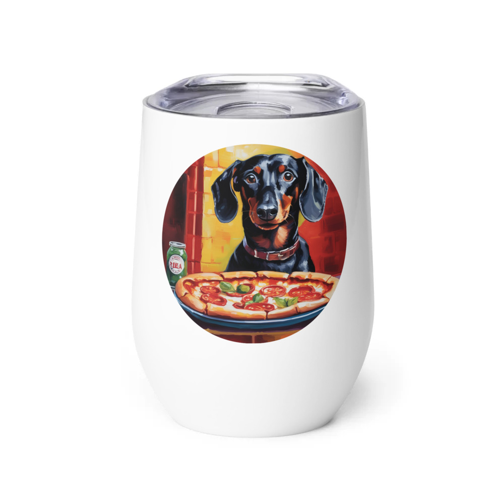 PugMug Custom Black Dachshund Wine Tumbler