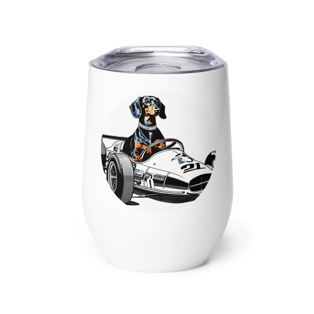 PugMug Custom Black Dachshund Wine Tumbler