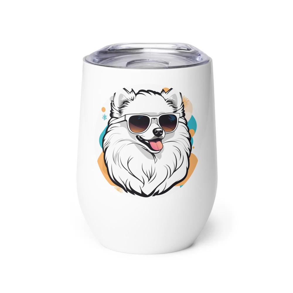 PugMug Custom White Pomeranian Wine Tumbler