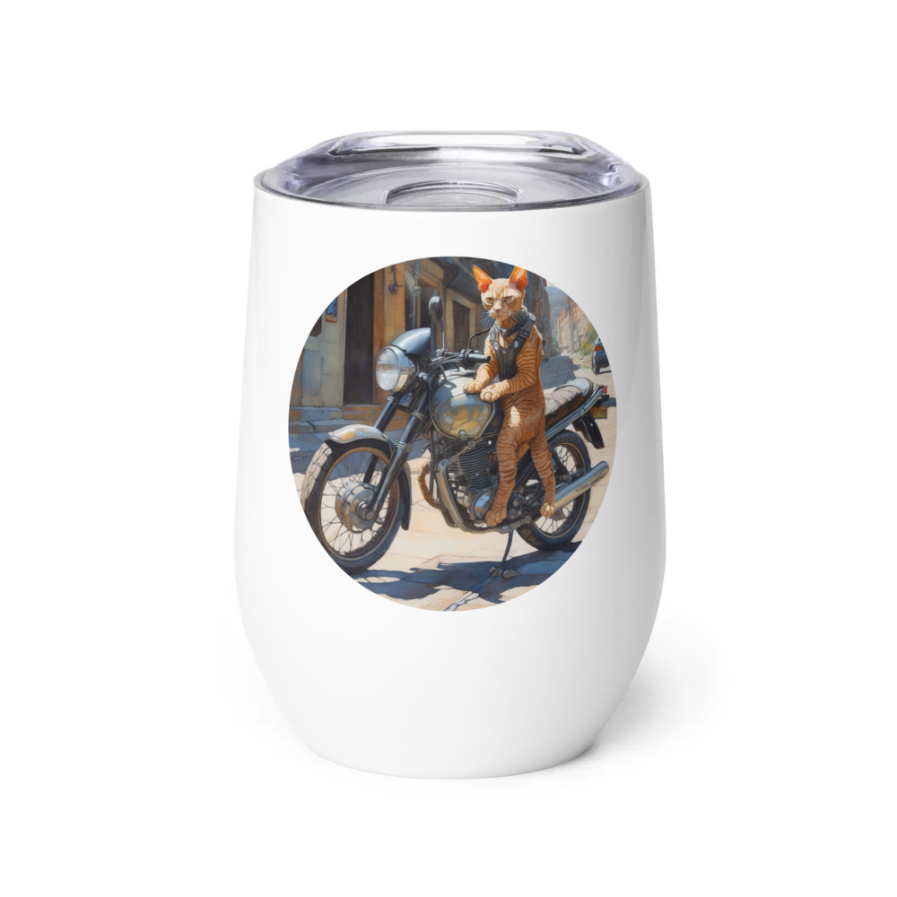 PugMug Custom Tabby Devon Rex Cat Wine Tumbler