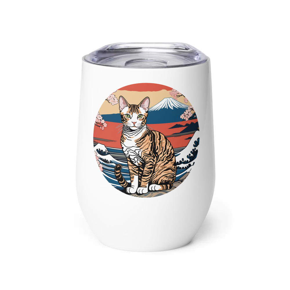 PugMug Custom Tabby Devon Rex Cat Wine Tumbler