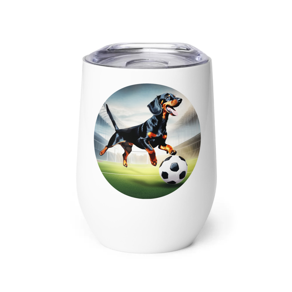 PugMug Custom Black Dachshund Wine Tumbler