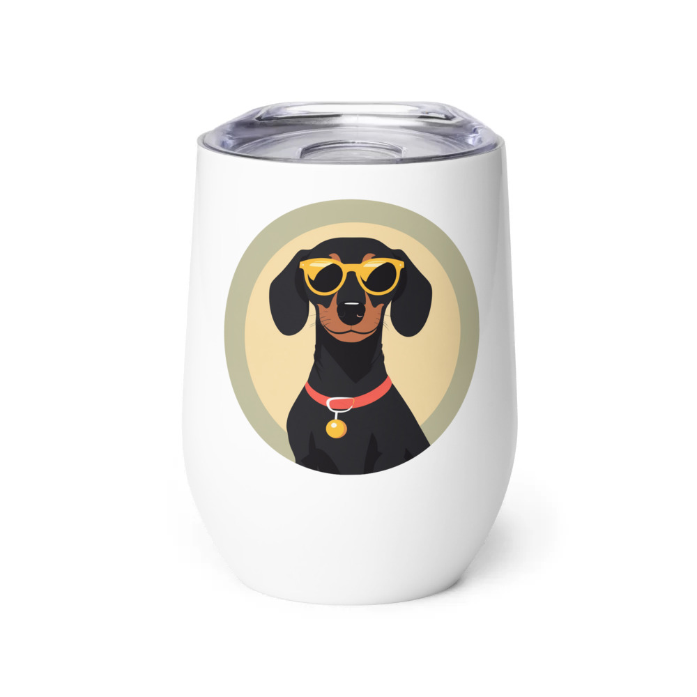 PugMug Custom Black Dachshund Wine Tumbler