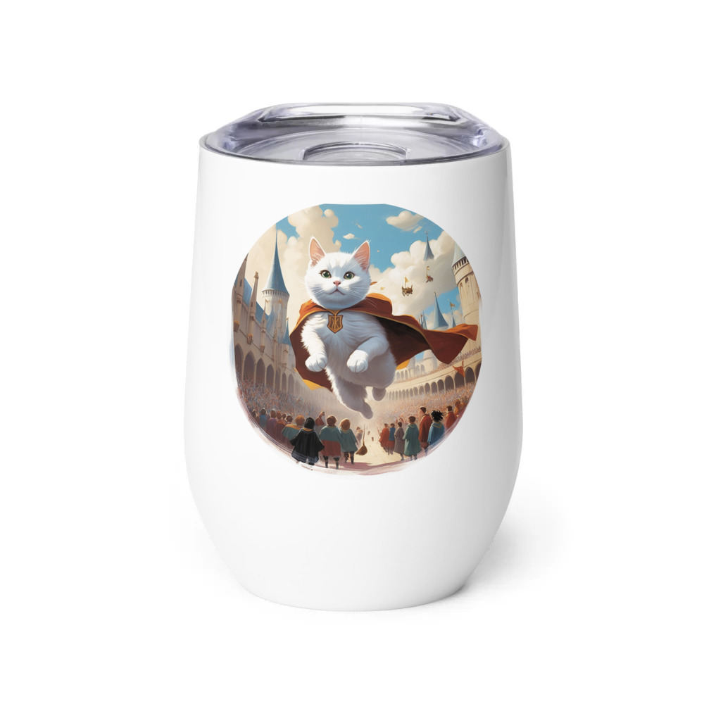 PugMug Custom White Companion Cat Wine Tumbler