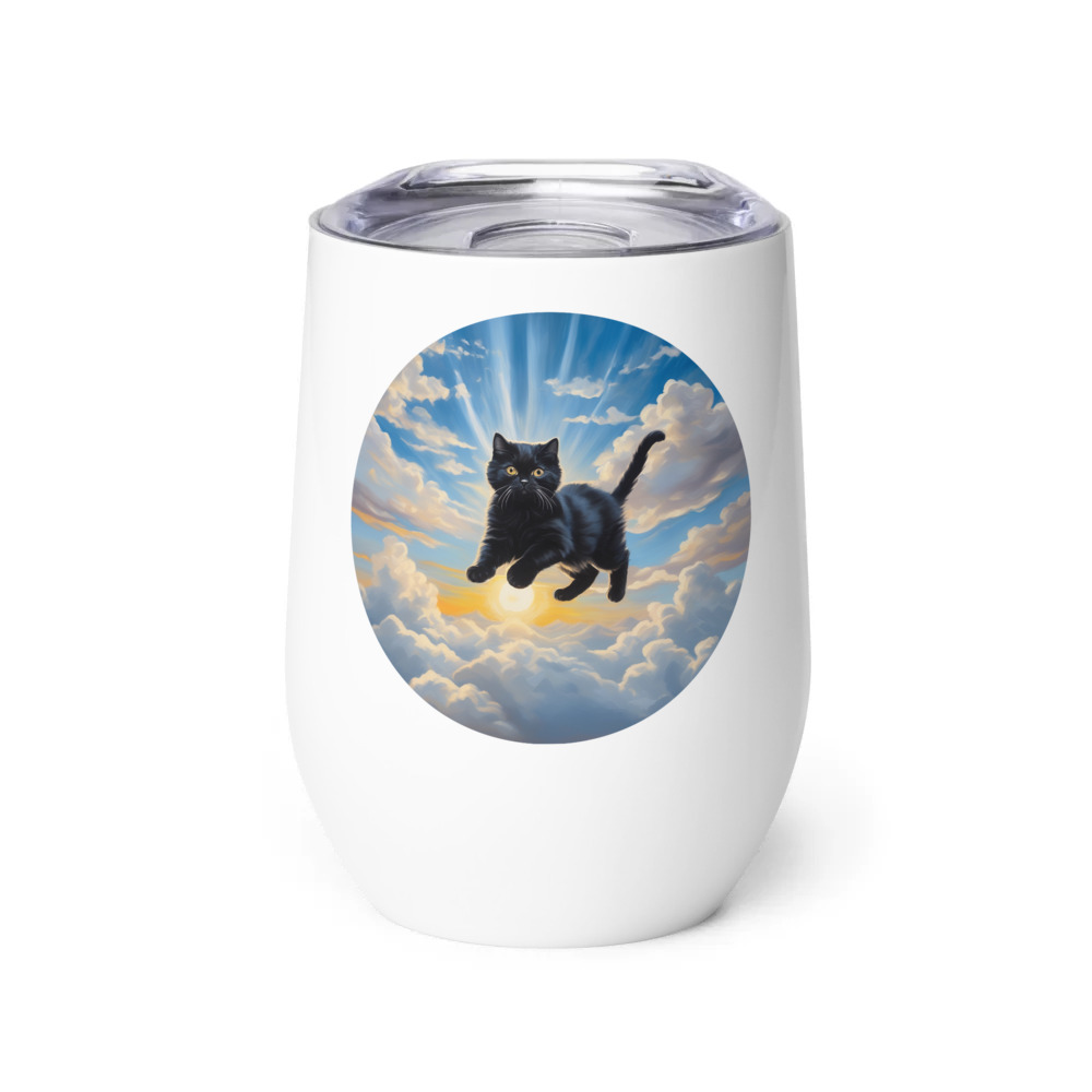 PugMug Custom Black Scottish Fold Cat Wine Tumbler