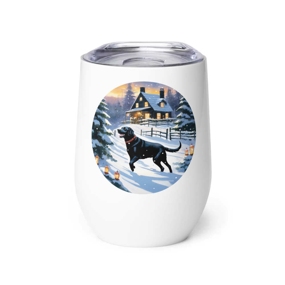 PugMug Custom Black Labrador Retriever Wine Tumbler