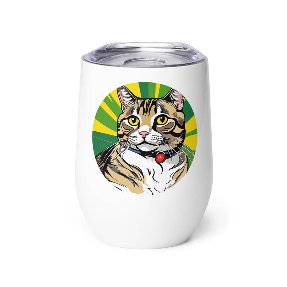 PugMug Custom Tabby Scottish Fold Cat Wine Tumbler