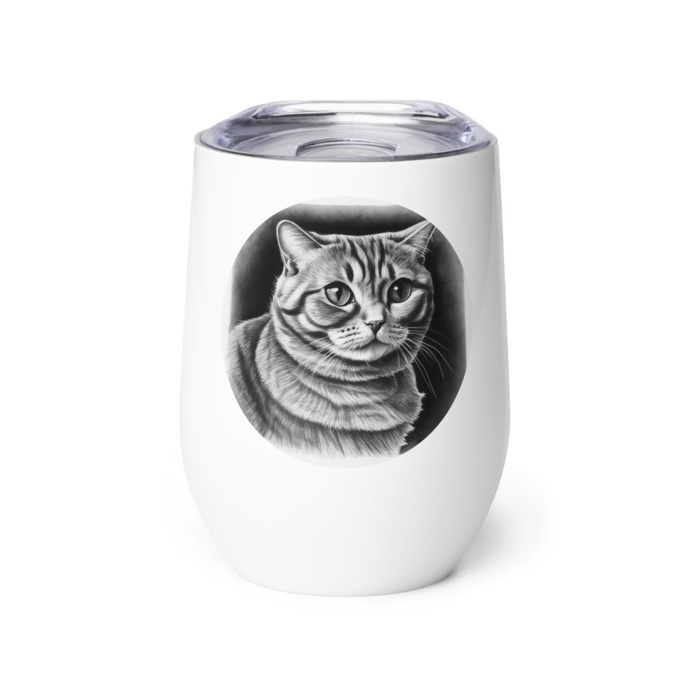 PugMug Custom Tabby Scottish Fold Cat Wine Tumbler