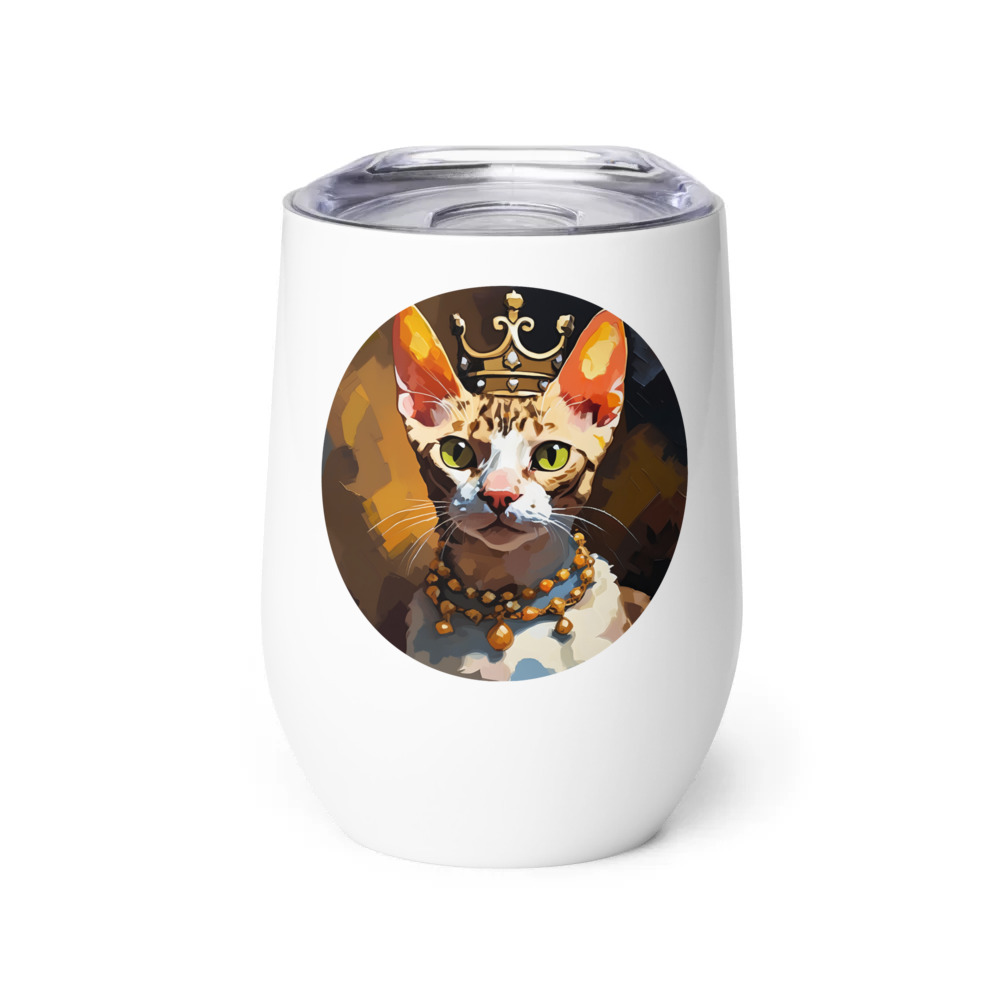 PugMug Custom Tabby Devon Rex Cat Wine Tumbler
