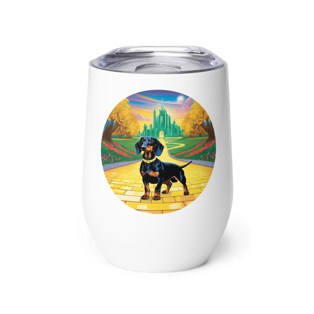 PugMug Custom Black Dachshund Wine Tumbler