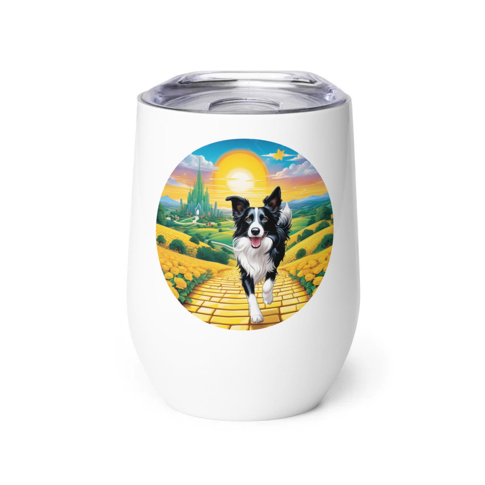 PugMug Custom Border Collie Wine Tumbler