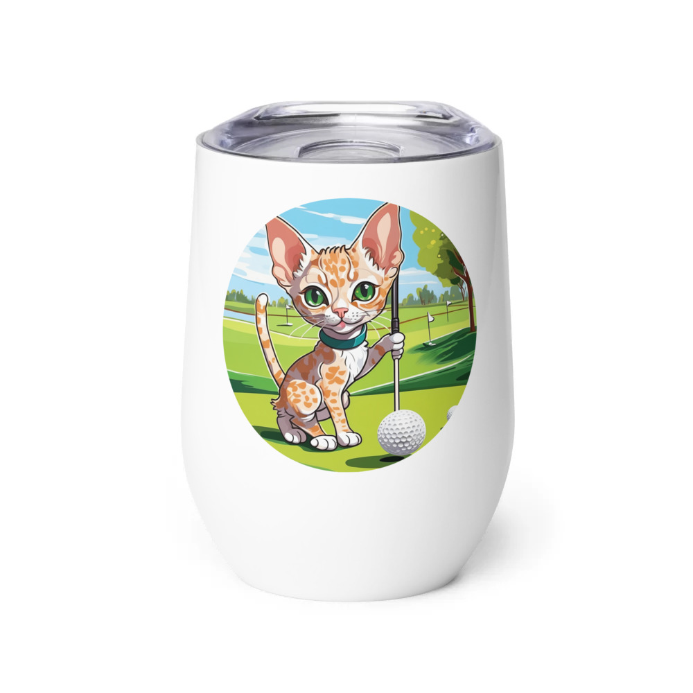 PugMug Custom Tabby Devon Rex Cat Wine Tumbler