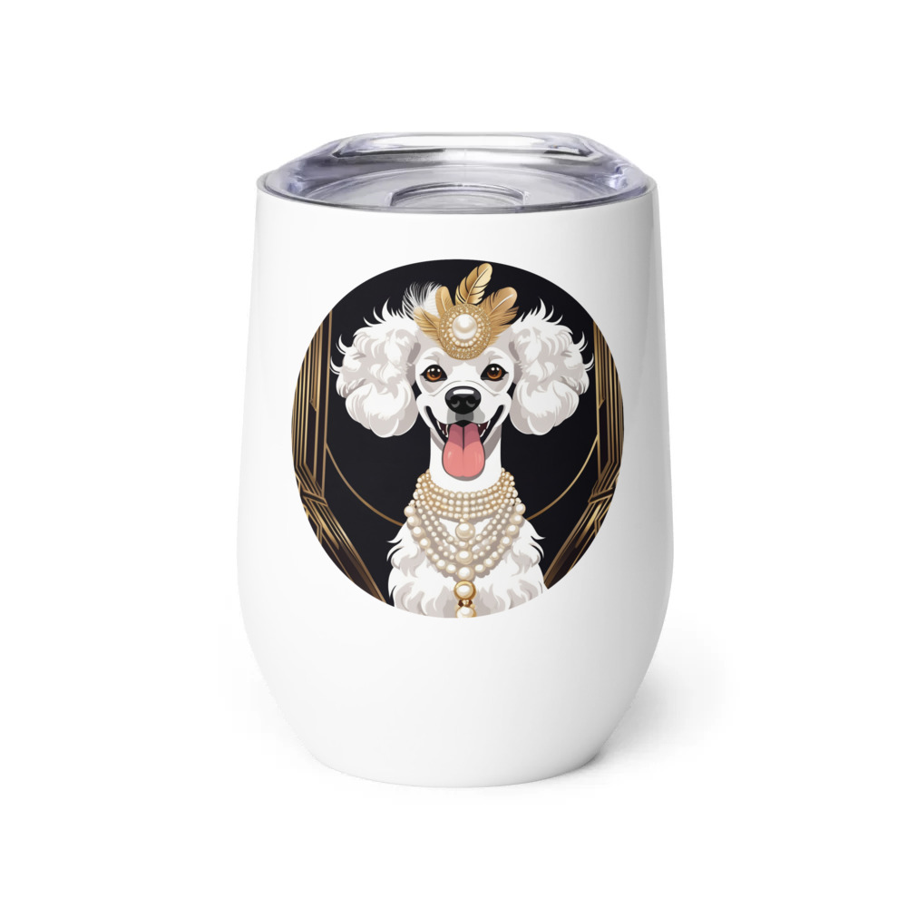 PugMug Custom White Poodle Wine Tumbler