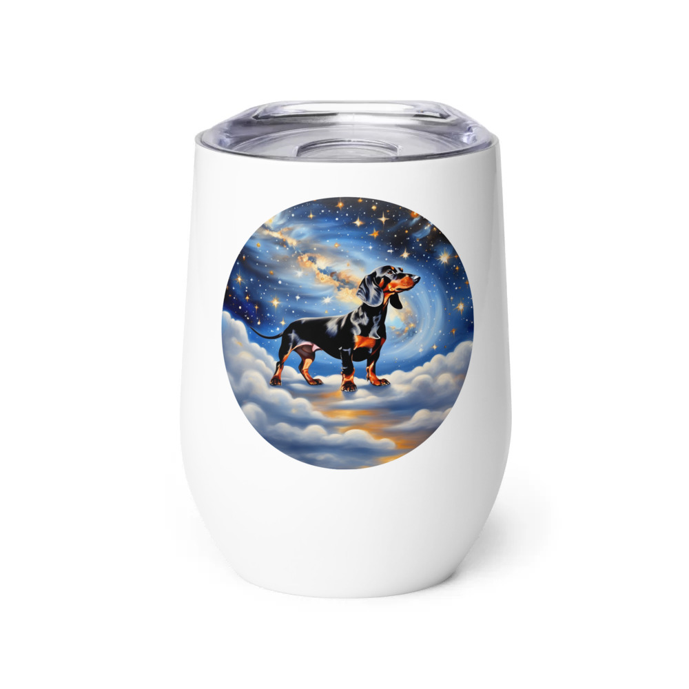 PugMug Custom Black Dachshund Wine Tumbler