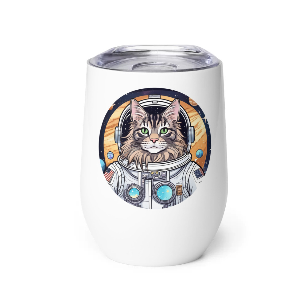 PugMug Custom Tabby Maine Coon Cat Wine Tumbler