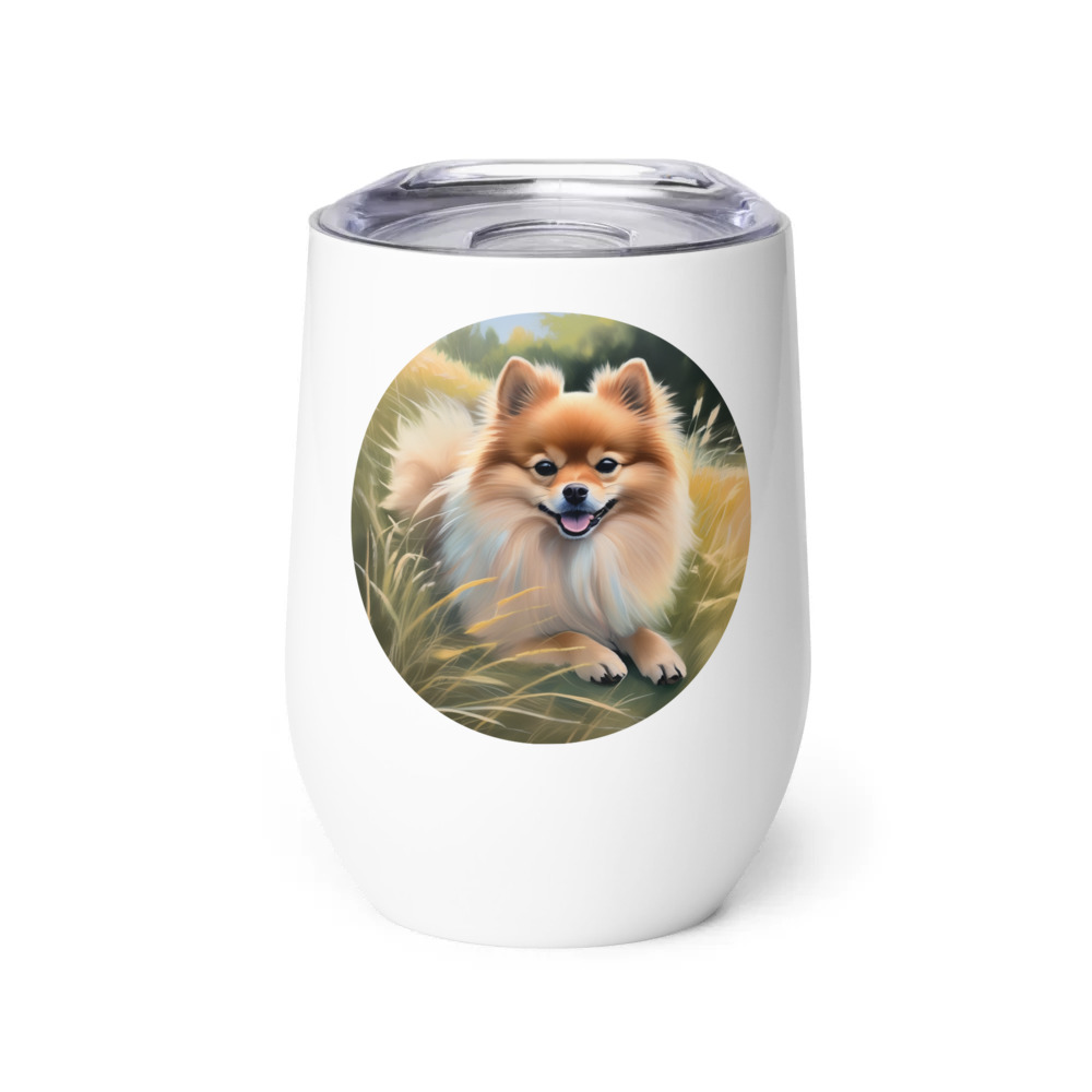 PugMug Custom Tan Pomeranian Wine Tumbler