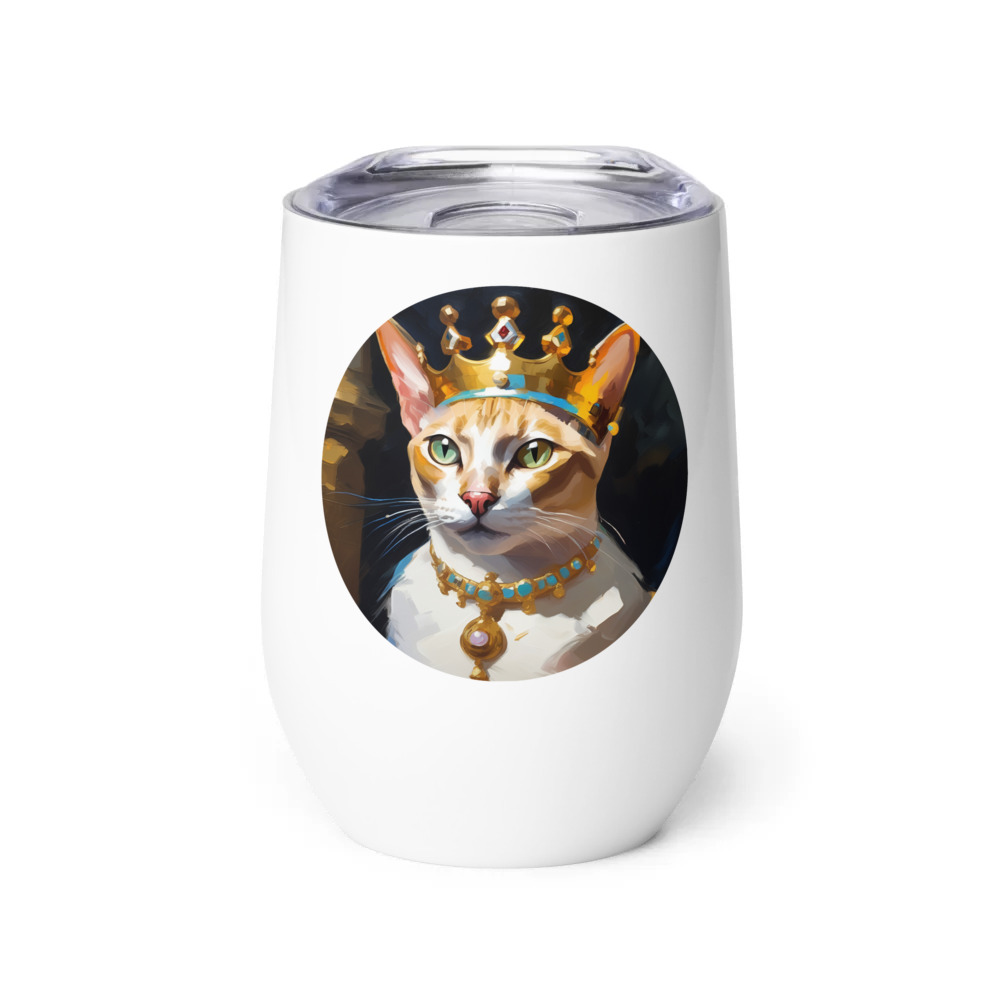 PugMug Custom White Abyssinian Cat Wine Tumbler