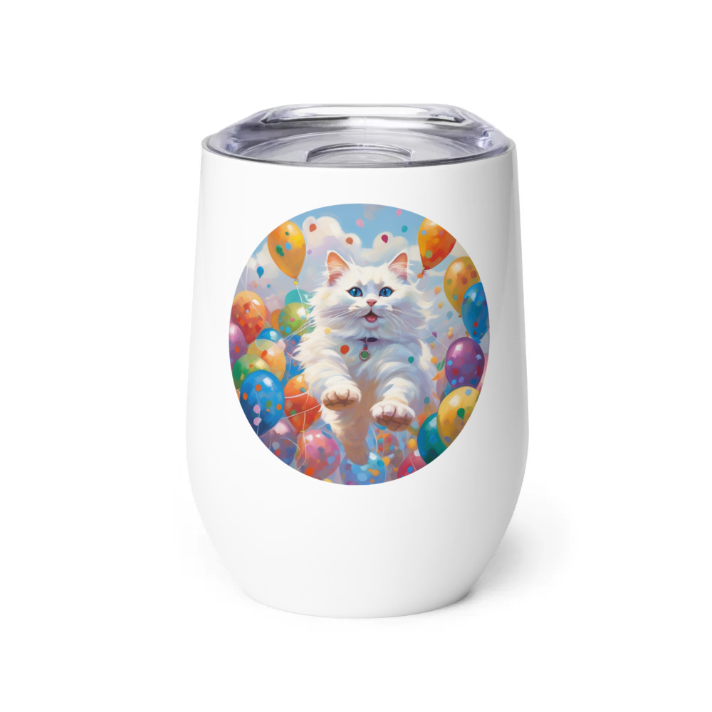 PugMug Custom White Ragdoll Cat Wine Tumbler