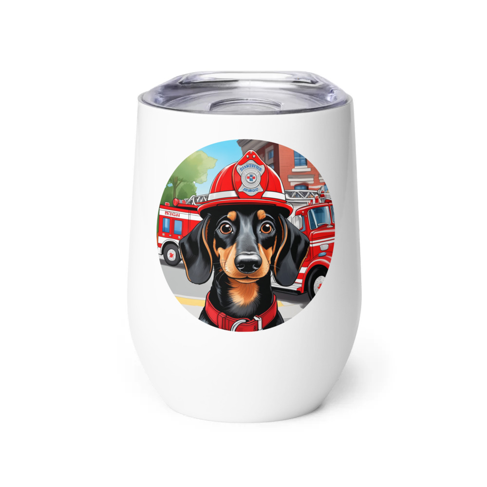 PugMug Custom Black Dachshund Wine Tumbler
