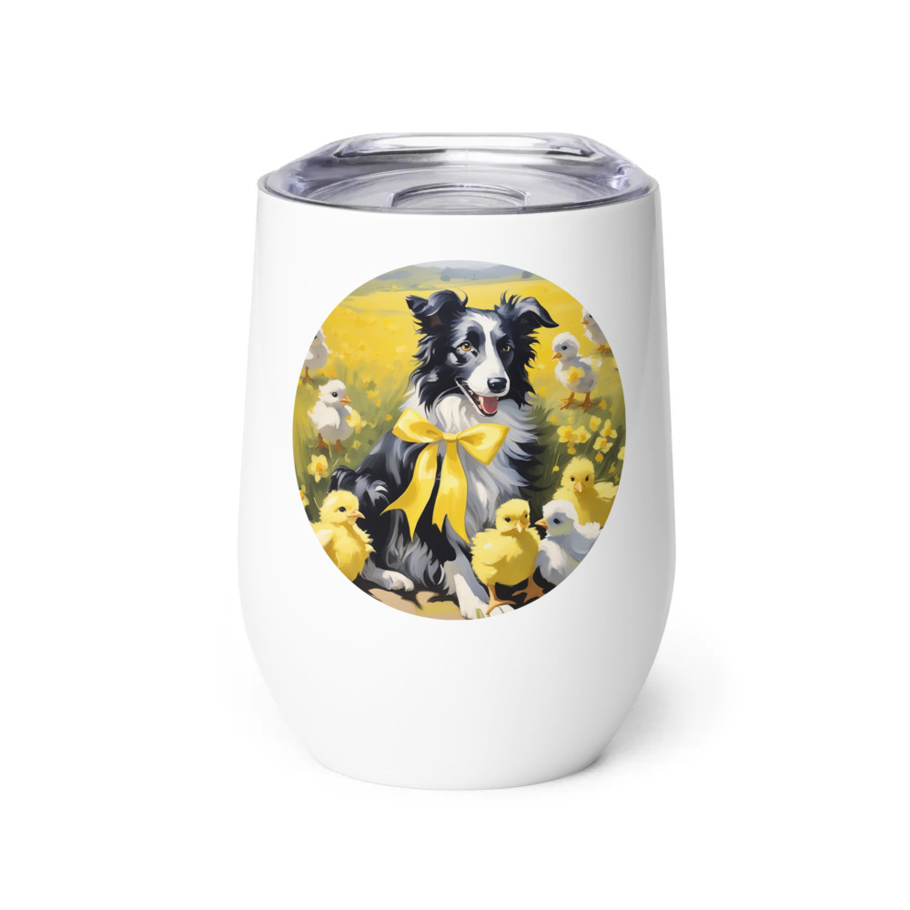 PugMug Custom Border Collie Wine Tumbler