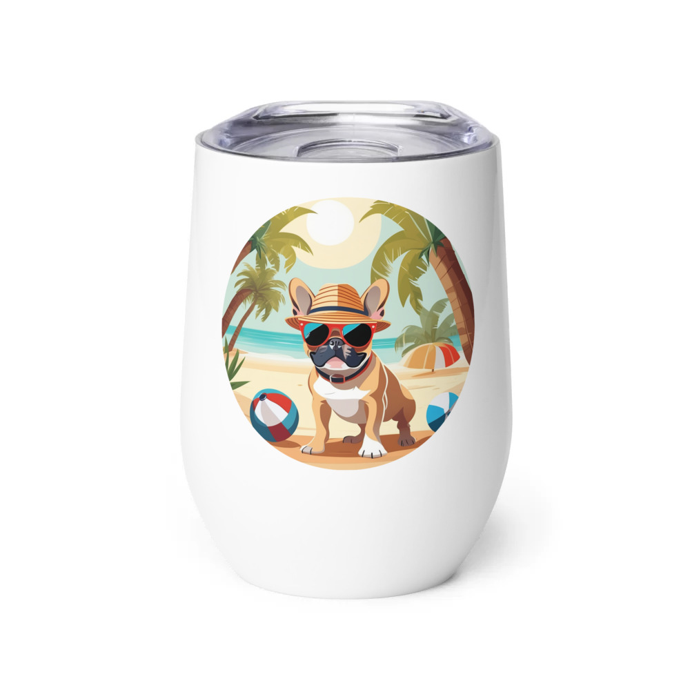 PugMug Custom Tan French Bulldog Wine Tumbler