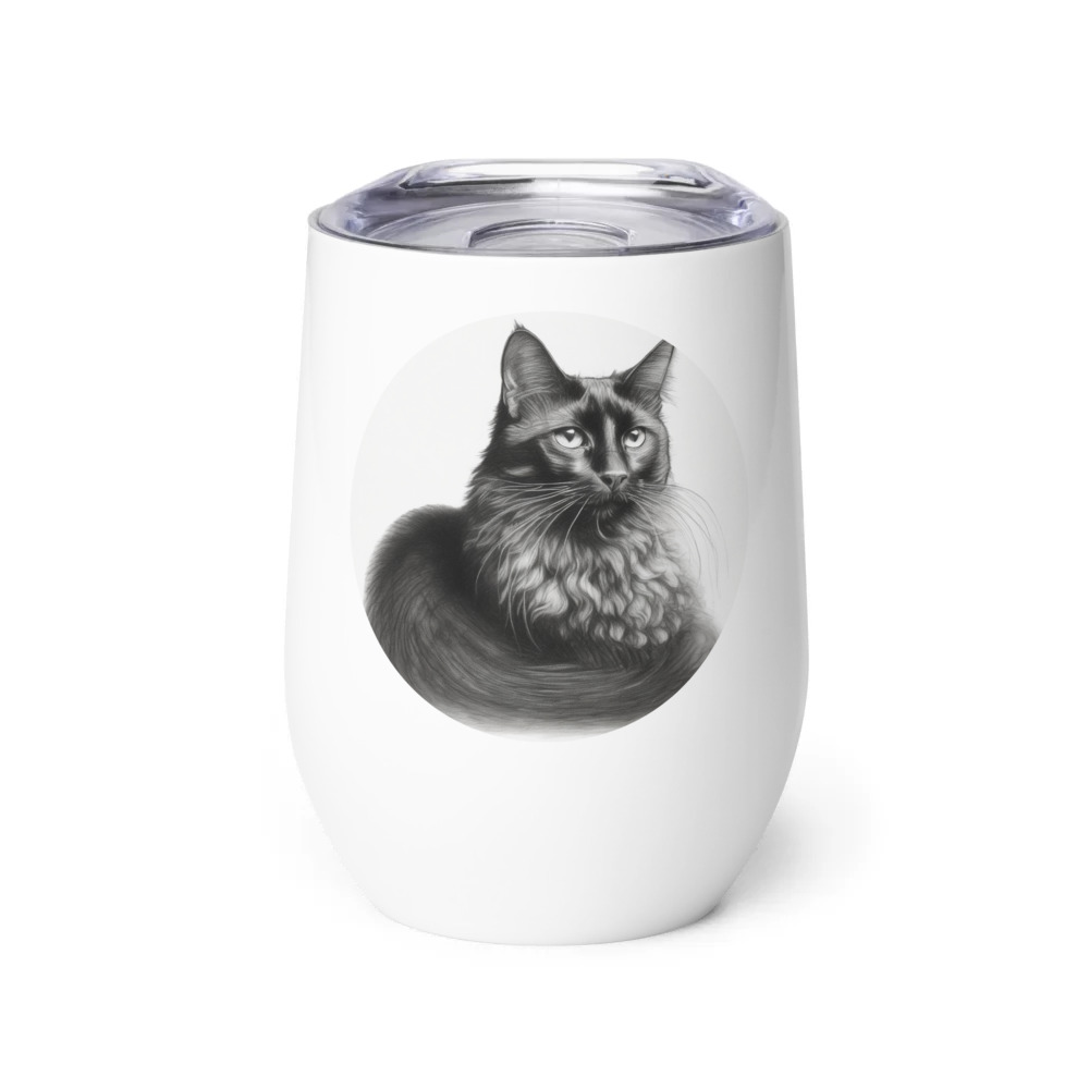 PugMug Custom Black Companion Cat Wine Tumbler