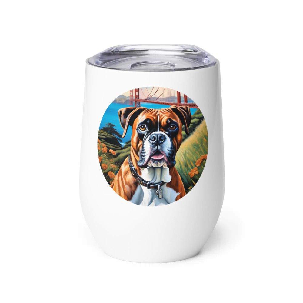 PugMug Custom Boxer Dog Wine Tumbler