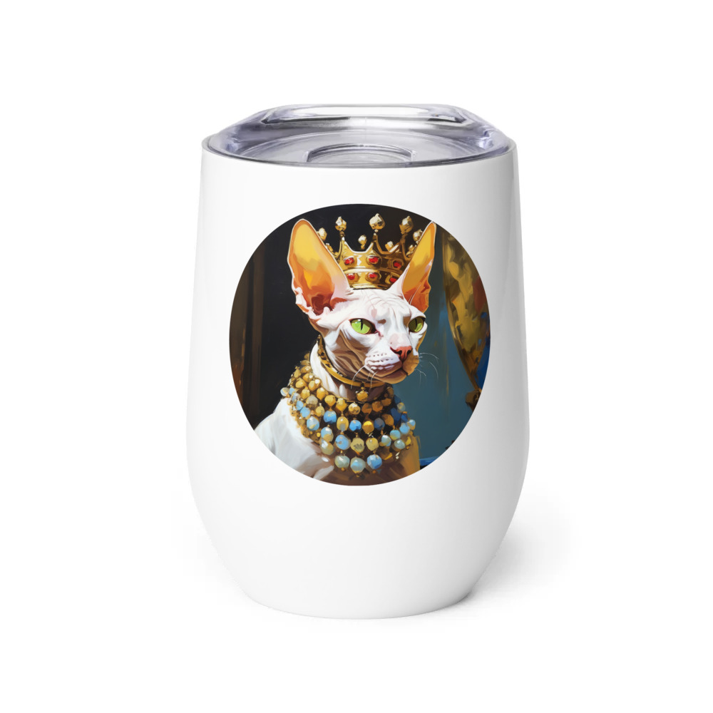 PugMug Custom White Sphynx Cat Wine Tumbler