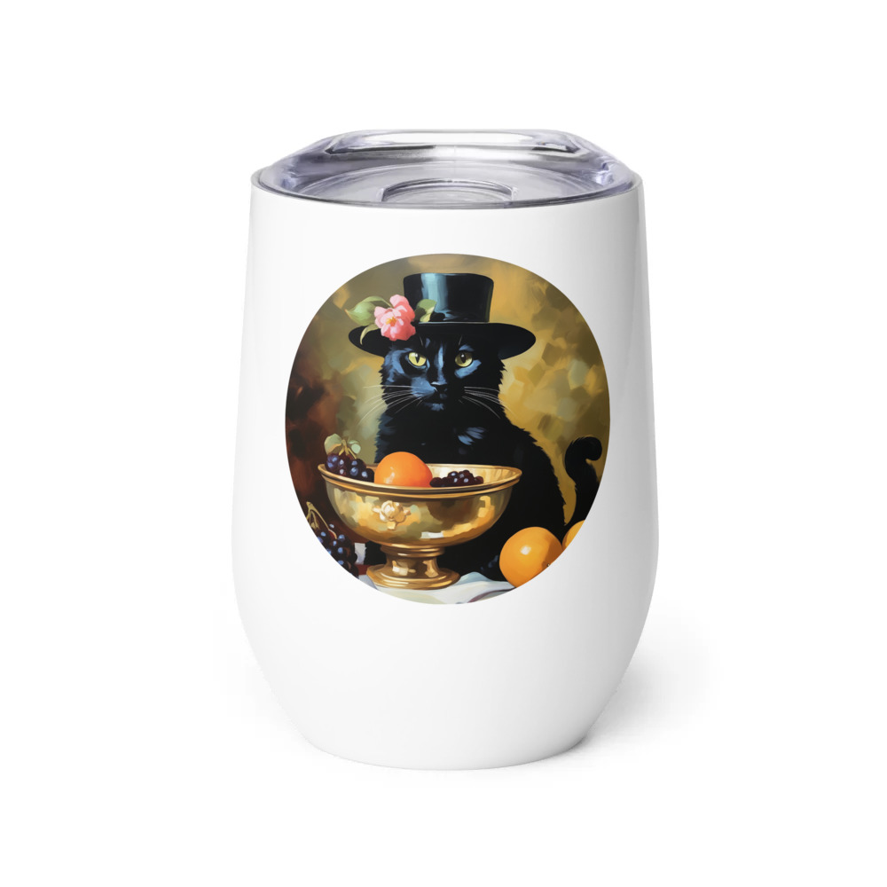 PugMug Custom Black Companion Cat Wine Tumbler