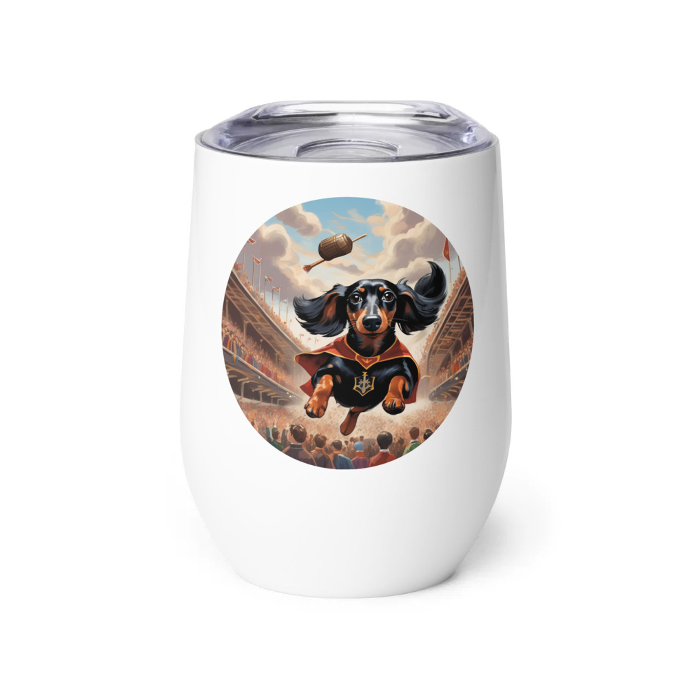PugMug Custom Black Dachshund Wine Tumbler