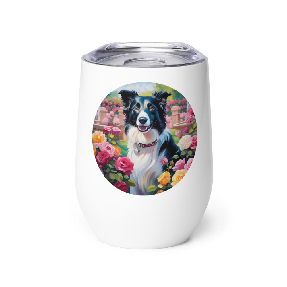 PugMug Custom Border Collie Wine Tumbler