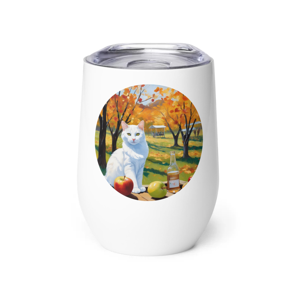 PugMug Custom White Companion Cat Wine Tumbler