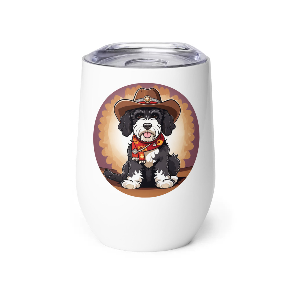 PugMug Custom Portuguese Water Dog Wine Tumbler