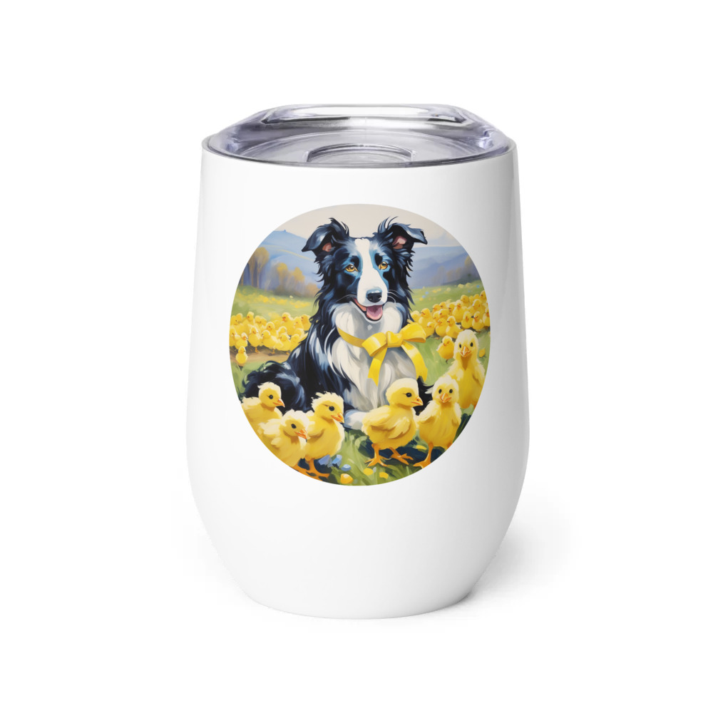 PugMug Custom Border Collie Wine Tumbler