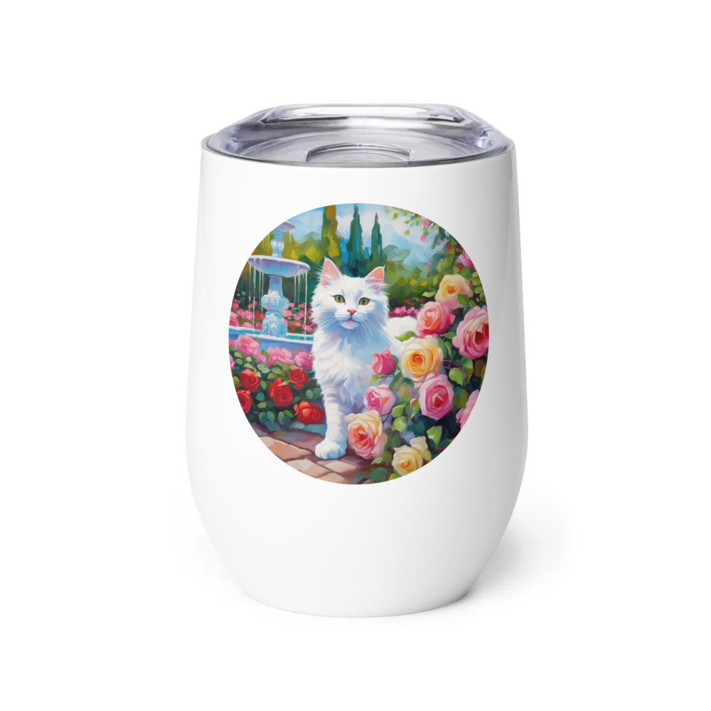 PugMug Custom White Companion Cat Wine Tumbler