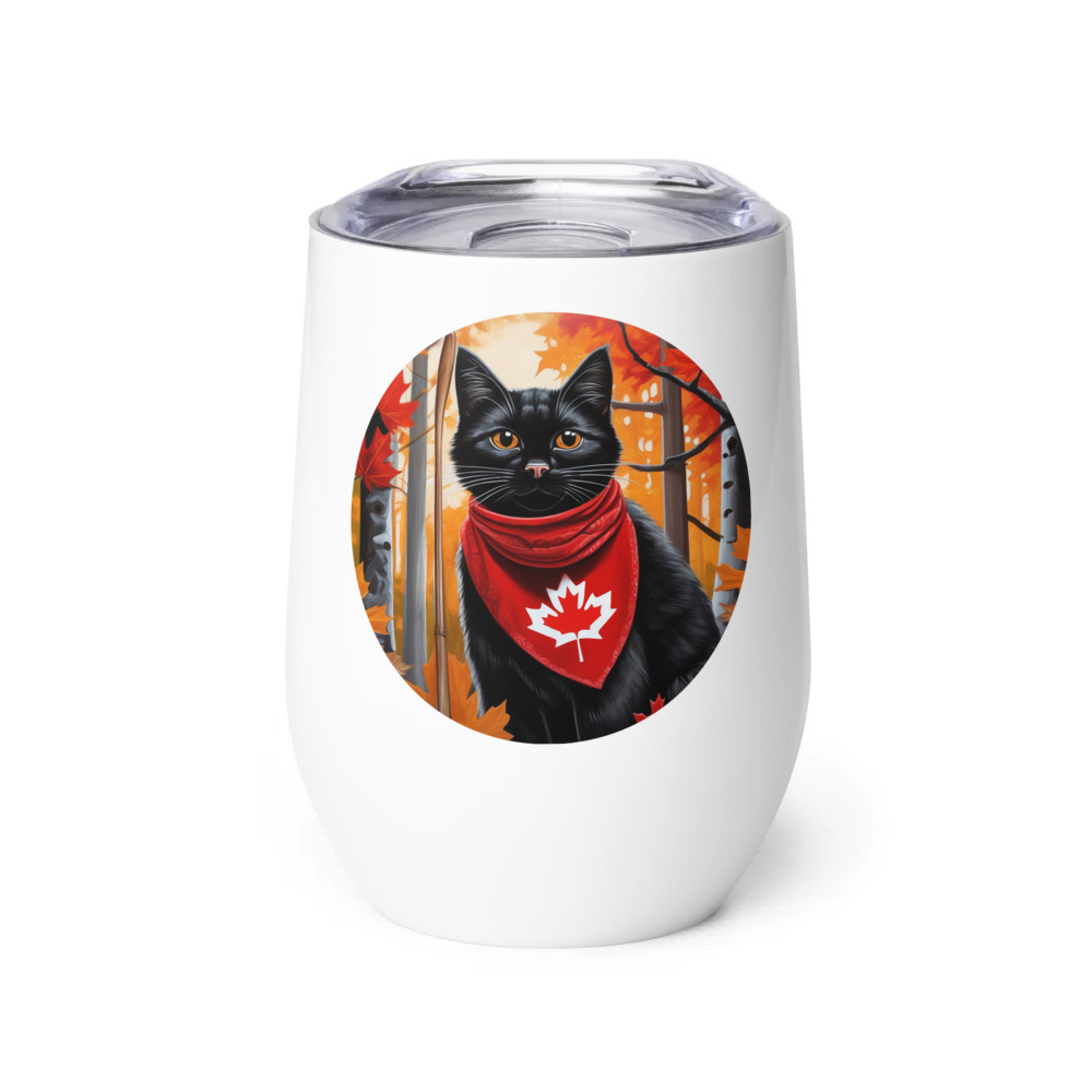 PugMug Custom Black Companion Cat Wine Tumbler