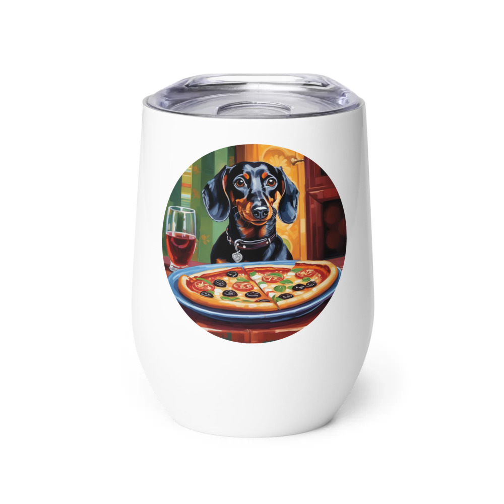 PugMug Custom Black Dachshund Wine Tumbler