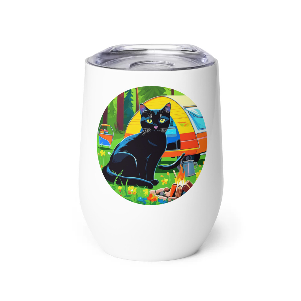 PugMug Custom Black Companion Cat Wine Tumbler