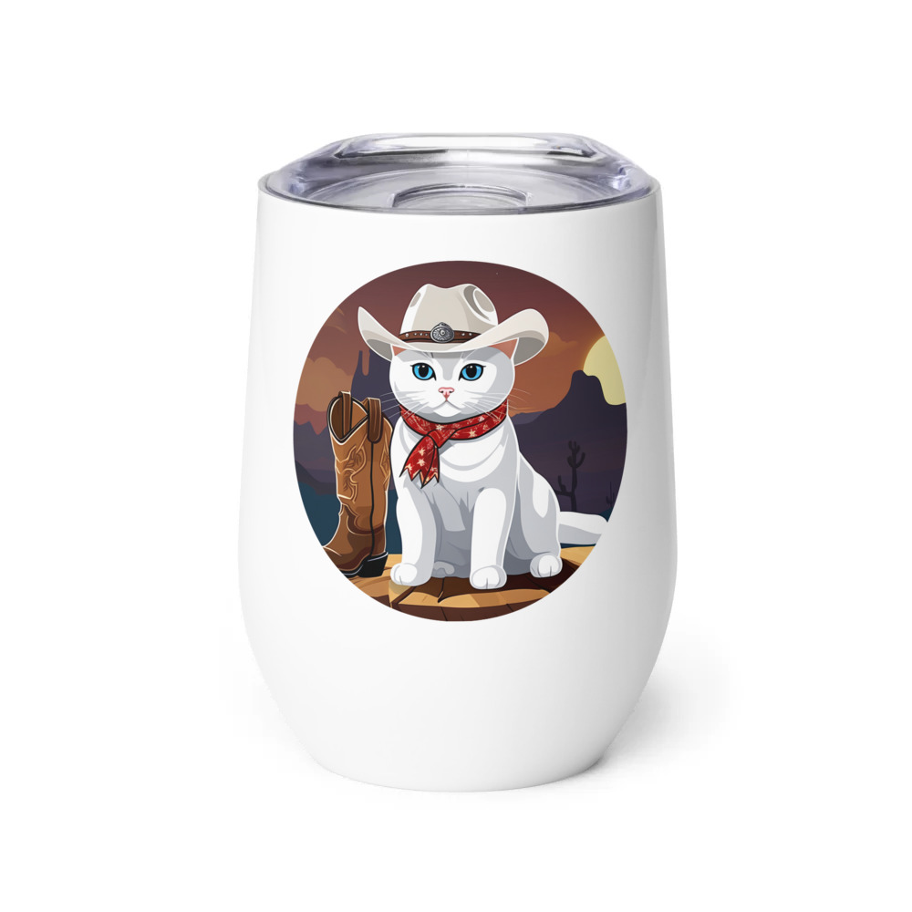 PugMug Custom White British Shorthair Cat Wine Tumbler