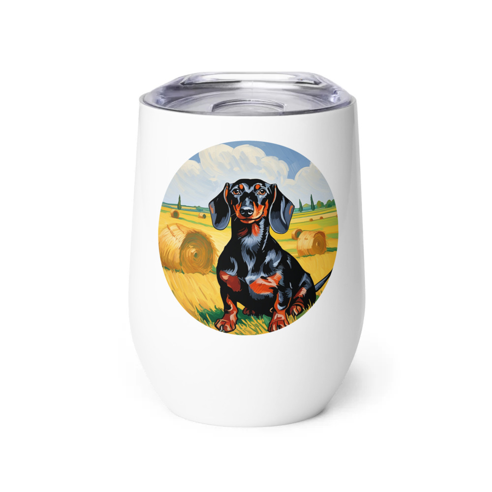 PugMug Custom Black Dachshund Wine Tumbler