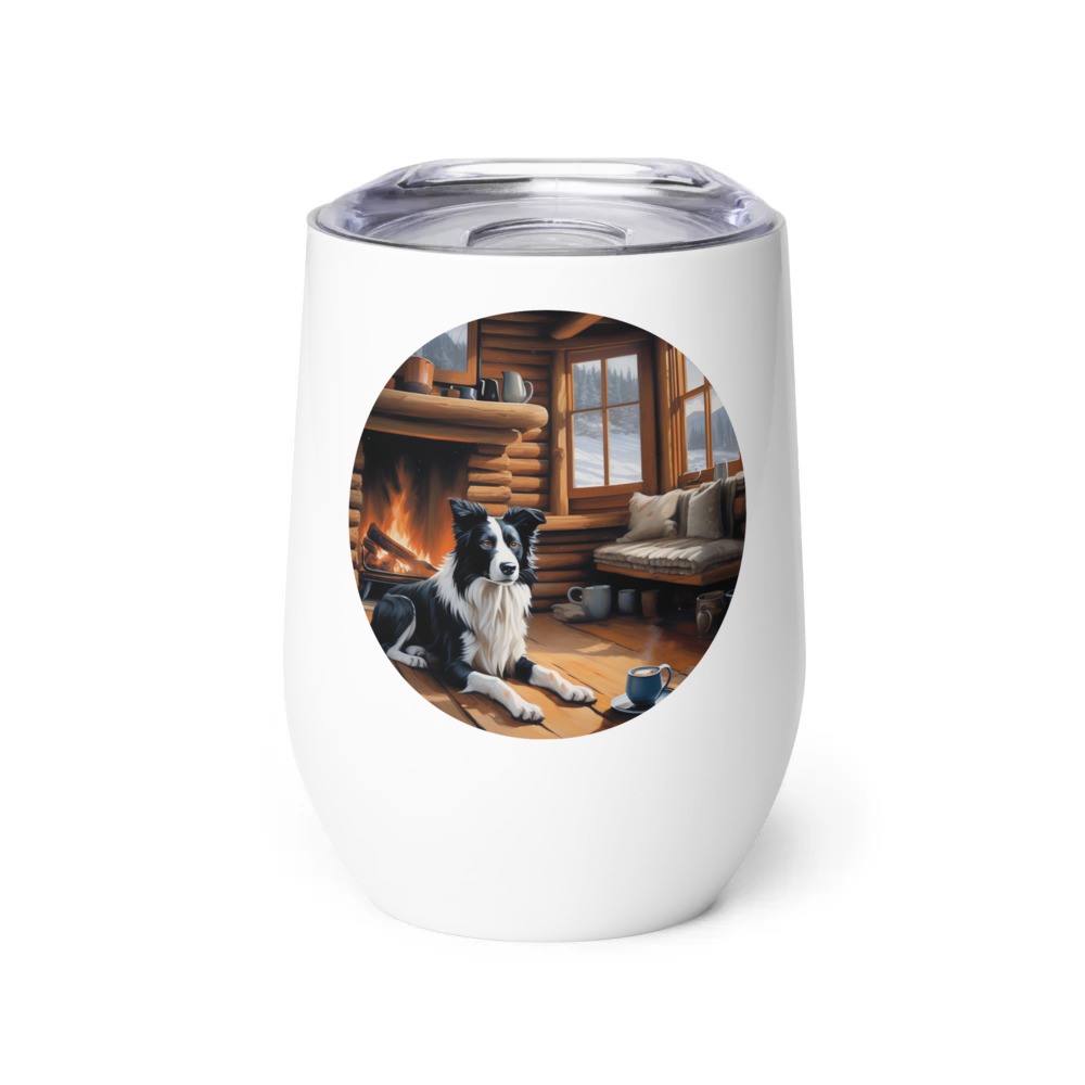 PugMug Custom Border Collie Wine Tumbler