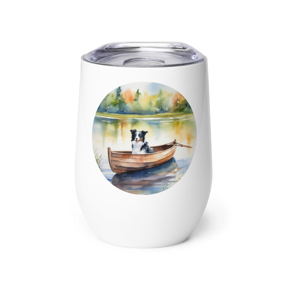 PugMug Custom Border Collie Wine Tumbler