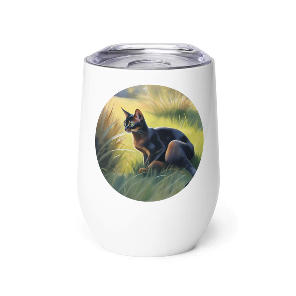 PugMug Custom Black Abyssinian Cat Wine Tumbler