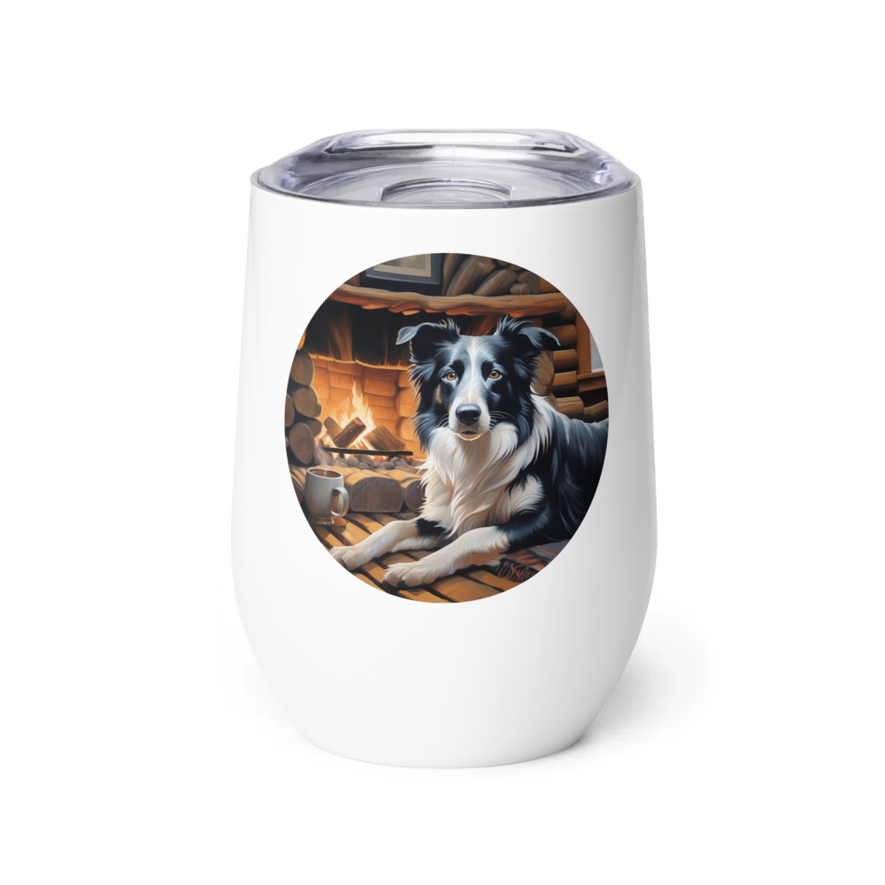 PugMug Custom Border Collie Wine Tumbler